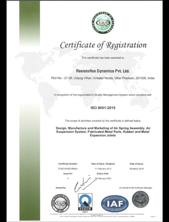 Certification of registration ISO 9001: 2015